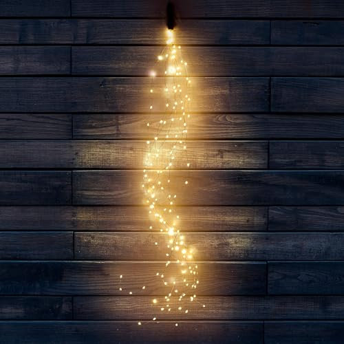 Solar Lichterkette Aussen 1M 100 LED Lichterschweif,8 Modi Wasserfall Solar Lichterkette,Wasserdichte LED Lichterstrang,Kleine Solar LED Lichterkette Outdoor,Wasserdichte Gartendeko für Draußen