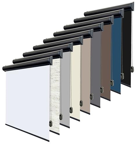 Thermo Rollo nach Maß Verdunklungsrollo Seitenzugrollo mit Kassette | Breite 35-170cm | Höhe 80-220cm | 9 Farben | Wandmontage | Für Türen und Fenster | Silberne Beschichtung | Profil Anthrazit