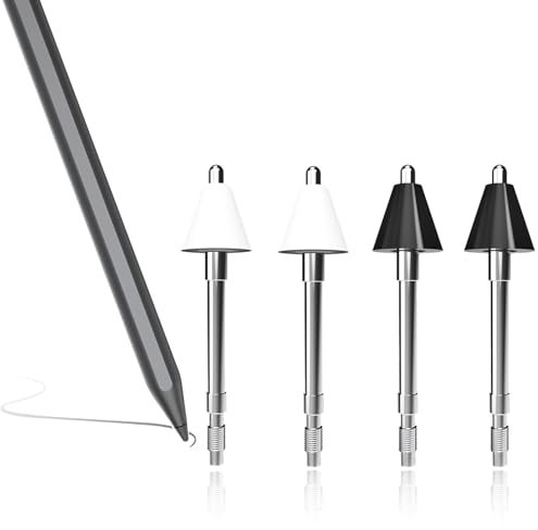 BLOGLOER 4x Punte di Ricambio Originali per Lenovo Tab Pen Plus, Punte di Ricambio per Penna per tablet, Stilo Punta Tattile Pennini, Nucleo in Metallo Semitrasparente, Controllo Preciso, Compatibile