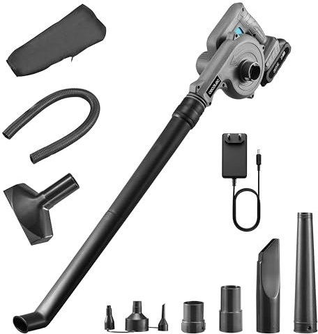 Cecotec Akku-Laubbläser Airforce 2120 FreeMove. 21 V NEX21 2000 mAh, 200 km/h, Blas-, Saug- & Aufblasfunktion, 2 Rohre lang/kurz, Flexschlauch, Beutel, 2 Saugdüsen, 3 Inflator-Düsen