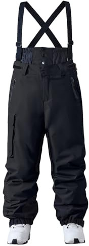 HOTIAN Herren Skihose Hosenträgerhose Baggy Snowboardhose Wasserdicht Winddichte Atmungsaktiv Outdoorhose Winter Warme Oversize Schneehose