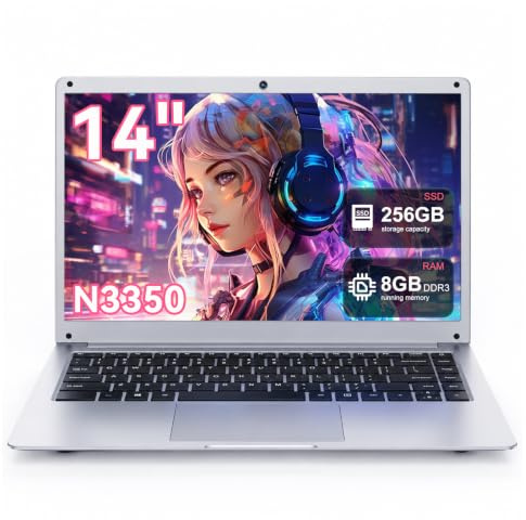 JUSTTHINK 14'' Sliver Laptop Computer, Inter Processor up to 2.6GHz, 8GB RAM, 512GB SSD, Windows 11, Long Battery Life, Ultral Light Laptop for Students and Business