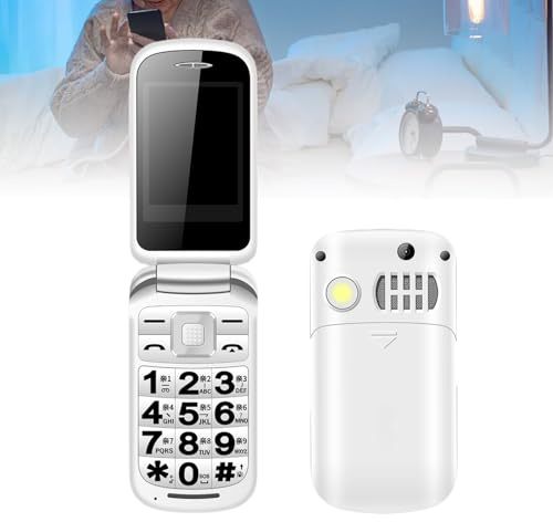 Stylish Ladies Flip Phone - Dual Display, 2.8 Main + 1.77 External Screen, Big Keypad, Dual SIM Unlocked Flip Cell Phone for Kids & Teens, Torch, SOS Button,White