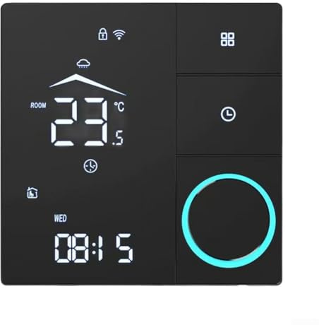 Termostato inteligente WiFi para caldera de gas, termostato de habitación para termostatos de pared programables Tuya para ALEXA (negro 16A)