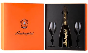 Lamborghini Ottagonale – Cofanetto Regalo con Bottiglia 0,75L e Flûte | Spumante Metodo Charmat, Made in Italy – Linea Ottagonale (GOLD)