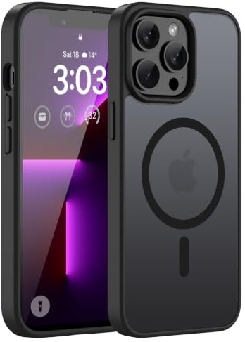 ORDA Magnetische für iPhone 13 Pro Hülle, Schwarz | Kompatibel mit MagSafe, Durchscheinend Rückseite, Matt Handyhülle, Stoßfest Kratzfeste Schutzhülle