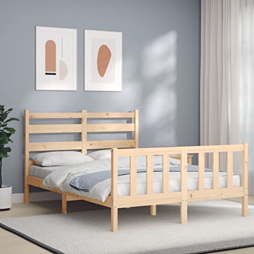 Mandloder Massivholzbett Kiefernholz 140x200 cm, Robustes Bettgestell ohne Matratze, natürliches Design, langlebiges Vollholz Bett für Schlafzimmer, Jugendzimmer, Gästezimmer