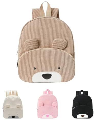 XSDSLS Rucksack Kinder Mädchen Kindergartenrucksack Bär Kinderrucksack jungen Kord Kinder Rucksack für Baby 2-6 Jahre Mini Bär Kita Rucksack für Kinder für Schule & Reise (Khaki)