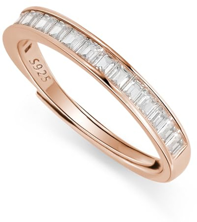 Ringe für Damen, Zirkonia, Braut- und Eheringe, größenverstellbar, Kanalschliff-Diamant, 925er-Stapelring für Sie, Silber