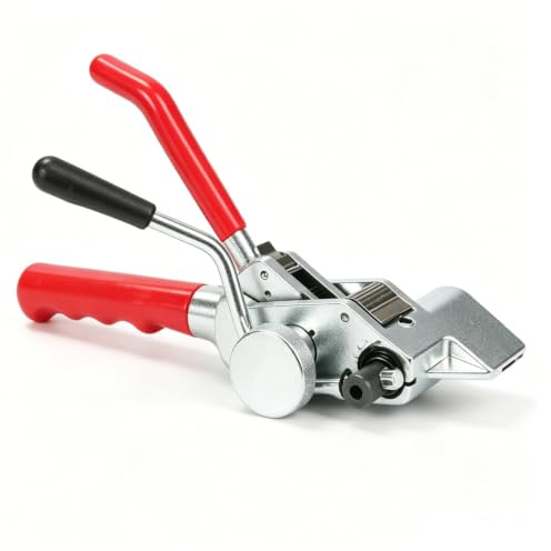 TOOSOAR Herramienta de Flejado,Tensor de Fleje de Alta Resistencia,Hasta 25 mm y 0.9 mm de Grosor,Rojo