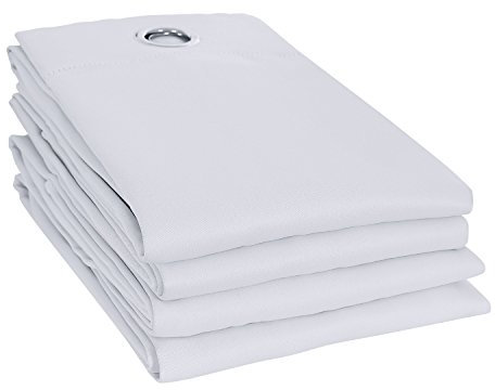 Deconovo Thermovorhang Blickdicht Verdunkelungsvorhang Ösen Gardinen Blickicht, 260x140 cm(HöhexBreite), Grau Weiß, 4er Set