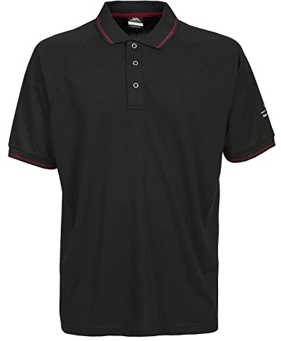Trespass Bonington Mens Polo Shirt Plain T Black/Red