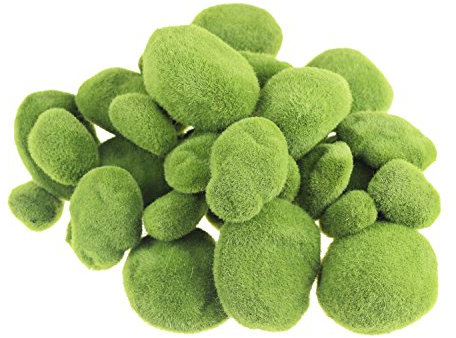 LJY 12 Pcs Artificial Moss Rocks (6 Sizes) - Decorative Green Foam Stones, Faux Moss Balls for Floral Arrangements, Potted Plants, Crafts, Glass Vases and Terrarium Decor (36)