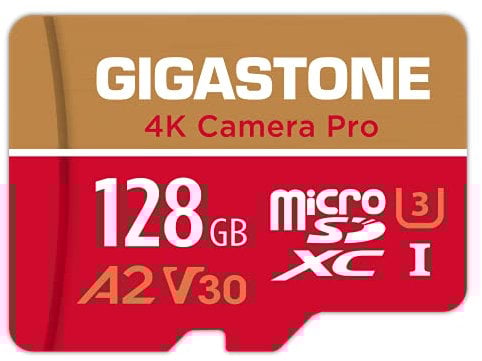 [5 años Recuperación de Datos Gratis] GIGASTONE Tarjeta de Memoria de 128 GB, 4K Camera Pro, Velocidad de hasta 100 MB/s, para GoPro, dji, Drone, 4K Video A2 V30 U3 MicroSDXC con Adaptador