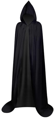 Myir JUN Mantello con Cappuccio Velluto Halloween Mantello Nero Adulto | Bambini Halloween Mantelli Lungo Halloween Costume Unisex Strega Wicca (XXL, Nero)