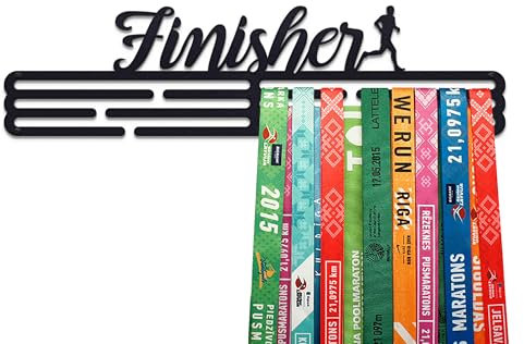 United Medals Finisher Medaillenhalter Running Laufen für 48 Medaillen Aufbewahrung - Läufer Geschenk Marathon Zubehör - Medal Holder Hanger Display Rack - Schwarz