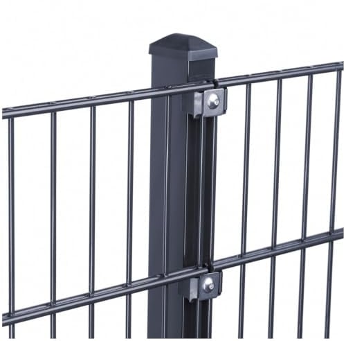 Doppelstabmattenzaun Komplettset 6/5/6 mm, Farbe Anthrazit RAL 7016 Set mit Pfosten und Klemmhaltern, Gartenzaun Stabmattenzaun Metallzaun - für Garten und Grundstück, Höhe 183 cm - Zaunlänge 20 m
