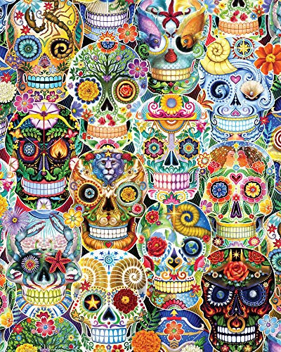 Vermont Christmas Company Day Age 12+ of The Dead (Sugar Skulls) Jigsaw Puzzle 1000 Piece - Large Format 24 x 30 - Randomly Shaped Pieces
