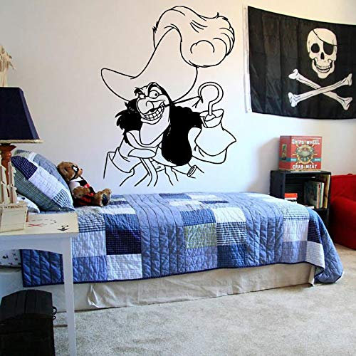 N / A Piraten Wandtattoo Schlafzimmer Cartoon Boot Piraten Haken Wandaufkleber Vinyl Mädchen Junge Kind Zimmer Teen Raumdekoration 63x48cm