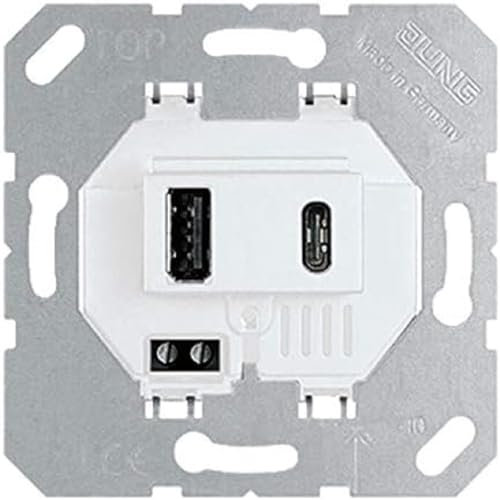 Jung USB-Ladegerät 15CAWW mit 2 USB-Buchsen Ports: 1× USB Typ A, 1 ×Typ C (max. 3A)