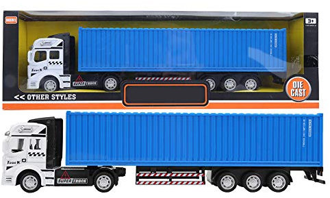 Zerodis 1: 48 Alloy Container Truck Modell Spielzeug Auto Modell Sammlung in Highly Simulation Fahrzeuganhänger Modell Spielzeug für Kinder Heimtextilien(Blau)