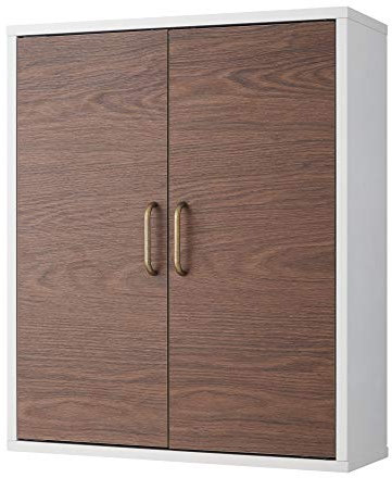 Teamson Home Tyler Holz Badezimmer Wand Medizinschrank 18 cm x 50,8 cm x 61 cm Weiß/Braun EHF-F0011