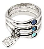 UNOde50 Anello triplo in lega di metallo, placcato in argento Sterling, con cristalli sfaccettati, Gioielli artigianali, Design creativo