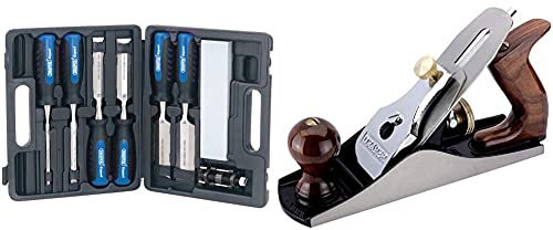 Draper Expert 88605 8 Piece Wood Chisel Set & 45241 Expert Smoothing Beech Wood Plane, 250mm