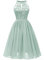 Abendkleider Elegant für Hochzeit Damen 50er Jahre Rockabilly Neckholder Swing Spitzen Chiffon Kleid Festlich Abschlusskleid Brautkleid Cocktailkleid Weihnachten Silvester Kurz Partykleid Grün M