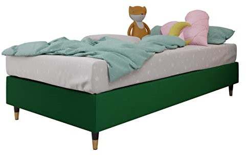 Bettgestell Sippi Gold mit Lattenrost, gepolsterter Bettrahmen/Plattform, Schlafzimmerbett, Futonbett, Bett, Stabiler Bettrahmen, Ohne Kopfteil (80 x 200 cm, Manila 35)