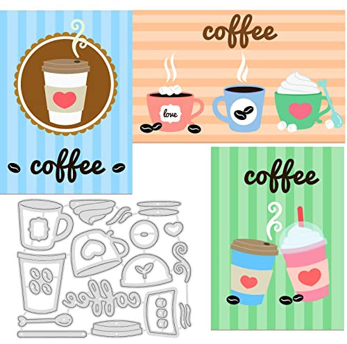 INFUNLY 16pcs Christmas Coffee Cup Cutting Dies Tea Cup Metal Die Cuts Embossing Stencils Tool for Card Making DIY Scrap-Booking Album Decorative