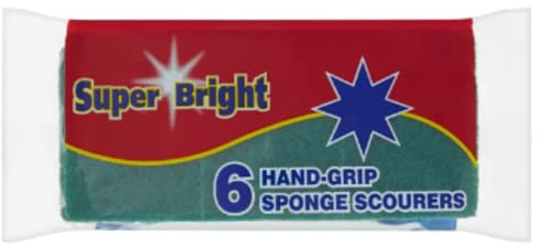 Super Bright 6 Hand-Grip Sponge Scourers x Case of 6
