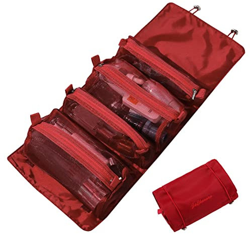 LumiSyne 4 in 1 Abnehmbare Kulturbeutel Aufhängen Aufrollbar Kosmetiktasche Große Kapazität Mesh Waschbeutel Tragbare Faltbare Kulturtasche Wasserdicht Make-Up Taschen Organizer Für Reisen Täglich
