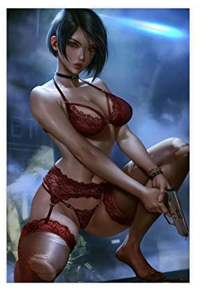 MJKO Resident Evil Ada Wong 8 Leinwand-Poster, Schlafzimmer, Dekoration, Sport, Landschaft, Büro, Raumdekoration, Geschenk, ohne Rahmen, 30 x 45 cm