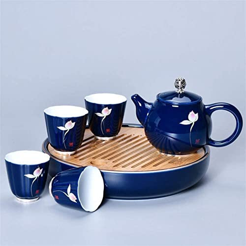 Ji Blue Ceramic Teapot Tea Cup Domicile Travel Gift Set (Color : 5)