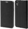 Moozy Hülle für iPhone XR, Schwarz Carbon - Metallischer Kantenschutz Klapphülle Handyhülle mit Kartenfach und Standfunktion