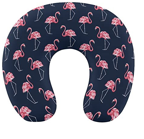 DJNGN Schönes Flamingo-Nackenkissen, weiches, waschbares Kissen, U-förmiges Kissen für Reisen zu Hause und im Büro