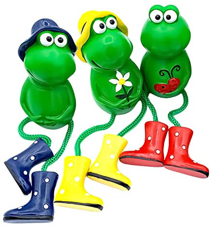 Hekasvm Frösche Figuren Garten Deko,3 Stück Frosch Tiere Garten Statuen Deko Draußen Figuren für Garten Kantenhocker Zaunhocker Bauernhof Balkon Wohnzimmer Office (Frog A)