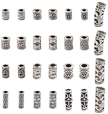 FASHEWELRY 280 Stück tibetischen Stil Legierung Rohr Perlen Antik Silber Bartperlen Säule Metall Hohlraum Abstandshalter Perlen für Schmuckherstellung Armband Halskette