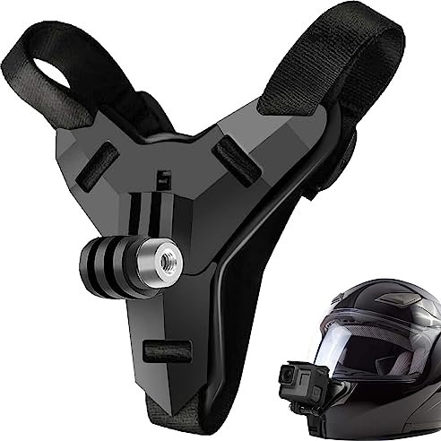 Soporte para Casco de Motocicleta para GoPro Hero y Otras cámaras de Acción, Soporte de Correa para Casco de Motocicleta para GoPro Hero 11 Hero 10/9/8/7/6, Insta 360, Osmo Acción (Negro)