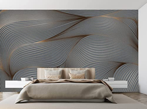 Tapete 3D Wandbild Marmor Goldene Linien Fototapete 3D Effekt Vliestapete Wohnzimmer Schlafzimmer Wanddeko