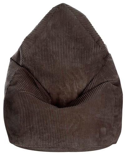 DreamRoots Sitzsack Erwachsene Cord 80x80x120 cm, Dark Chocolate | Bean Bag Chair, mit Füllung, Lehne & Bezug, Sitzsack für Teenager & Erwachsene, Sitzkissen Boden