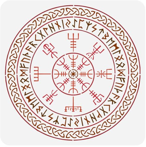 FINGERINSPIRE Malschablone Wikinger Heidnische Runensymbole 30x30 cm Malschablone Wikinger Runen Wiederverwendbar Wikinger Thema Kunststoffschablone Zum Malen An Wänden Holzmöbeln Heimdekoration