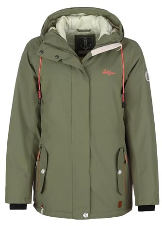 Leitfeuer Damen Funktionsjacke mit Rautenstepp-Futter - Outdoor-Jacke wasserdicht und atmungsaktiv in Khaki Größe 42