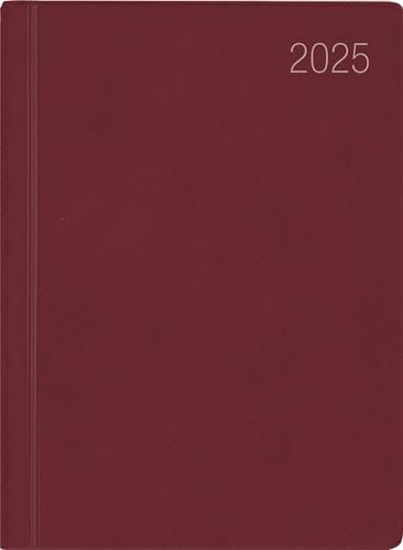 Zettler - Taschenkalender 2025 bordeaux, 10,2x14,2cm, Taschenplaner mit 192 Seiten im flexiblem Kunststoffeinband, 1 Woche auf 2 Seiten, Tages- und Wochenzählung und internationales Kalendarium