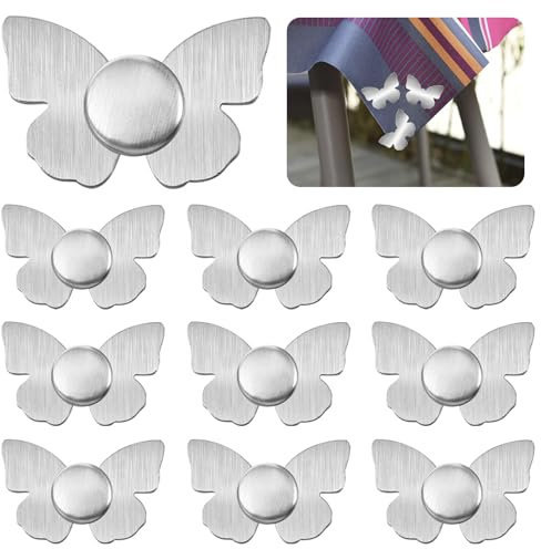 GVPOELR Edelstahl Tischtuchbeschwerer, 10 Stücke Magnet Schmetterling Edelstahl, Tischdeckenbeschwerer, Magnetische Tischtuchklammer, Tischtuchbeschwerer ca. 60g/Stücke, für Innen und Draußen