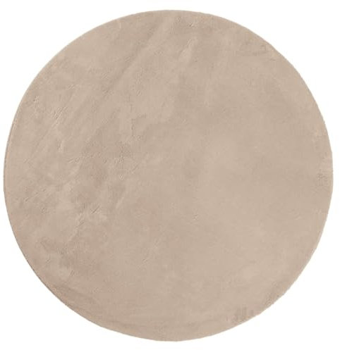vidaXL Teppich HUARTE Kurzflor Weich und Waschbar Sandfarben Ø 160 cm