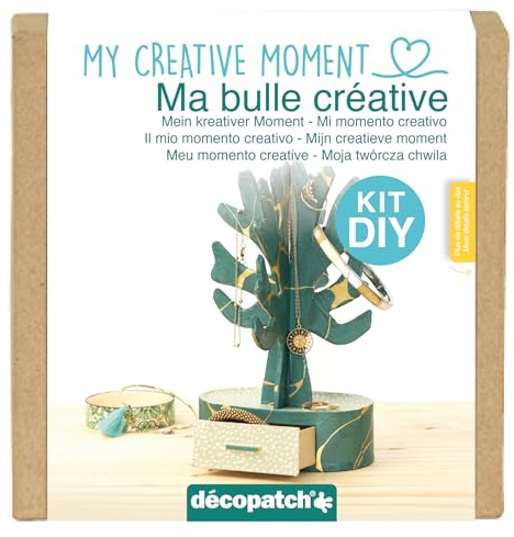 Décopatch KIT045C - Un Mini-kit adulte (support, papier, colle et pinceau inclus), ARBRE A BIJOUX