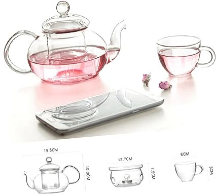 Cabilock Tetera China Juego De 6 Piezas 1 Pieza Tetera De Acero Inoxidable Menaje De Té Hervidor De Acero Inoxidable De Leche Tetera Floreciente Infusor De Tetera Vidrio Antiguo