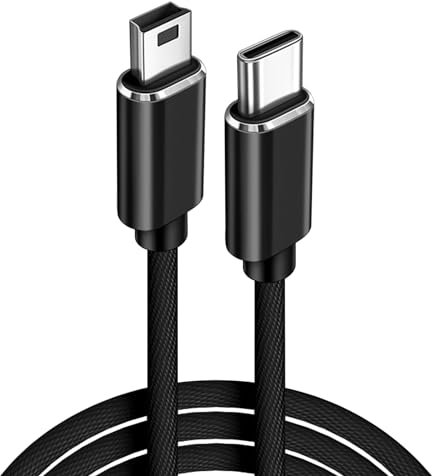 Câble USB C, USB C vers Mini USB 2.0 Câble Convertisseur OTG de 1m de Données Charge Rapide Nylon Tressé Câble Chargeur Compatible avec iPhone 15 Pro Max,Galaxy,Digital Camera,MP3, Noir
